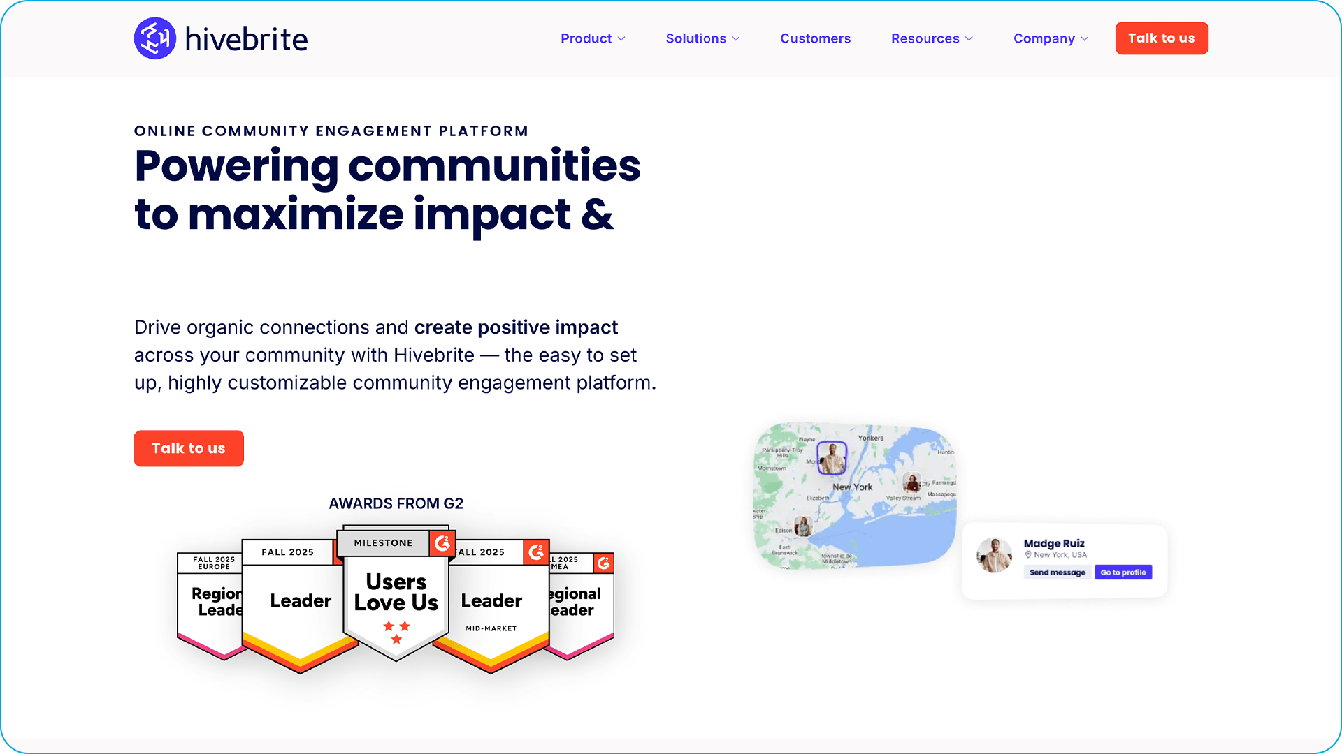Hivebrite's homepage