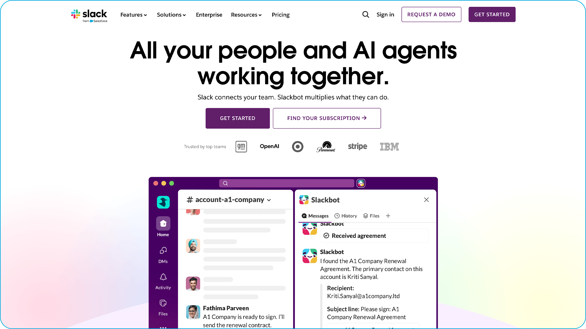 Slack's homepage