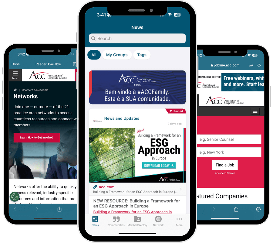 Association of Corporate Counsel's award-winning ACC365 mobile app.