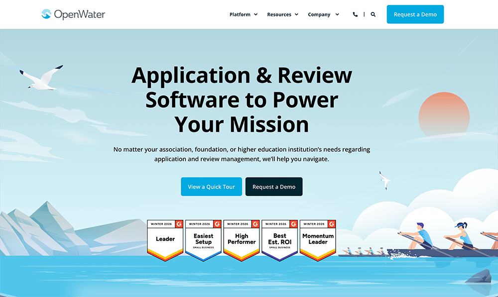 OpenWater’s homepage.