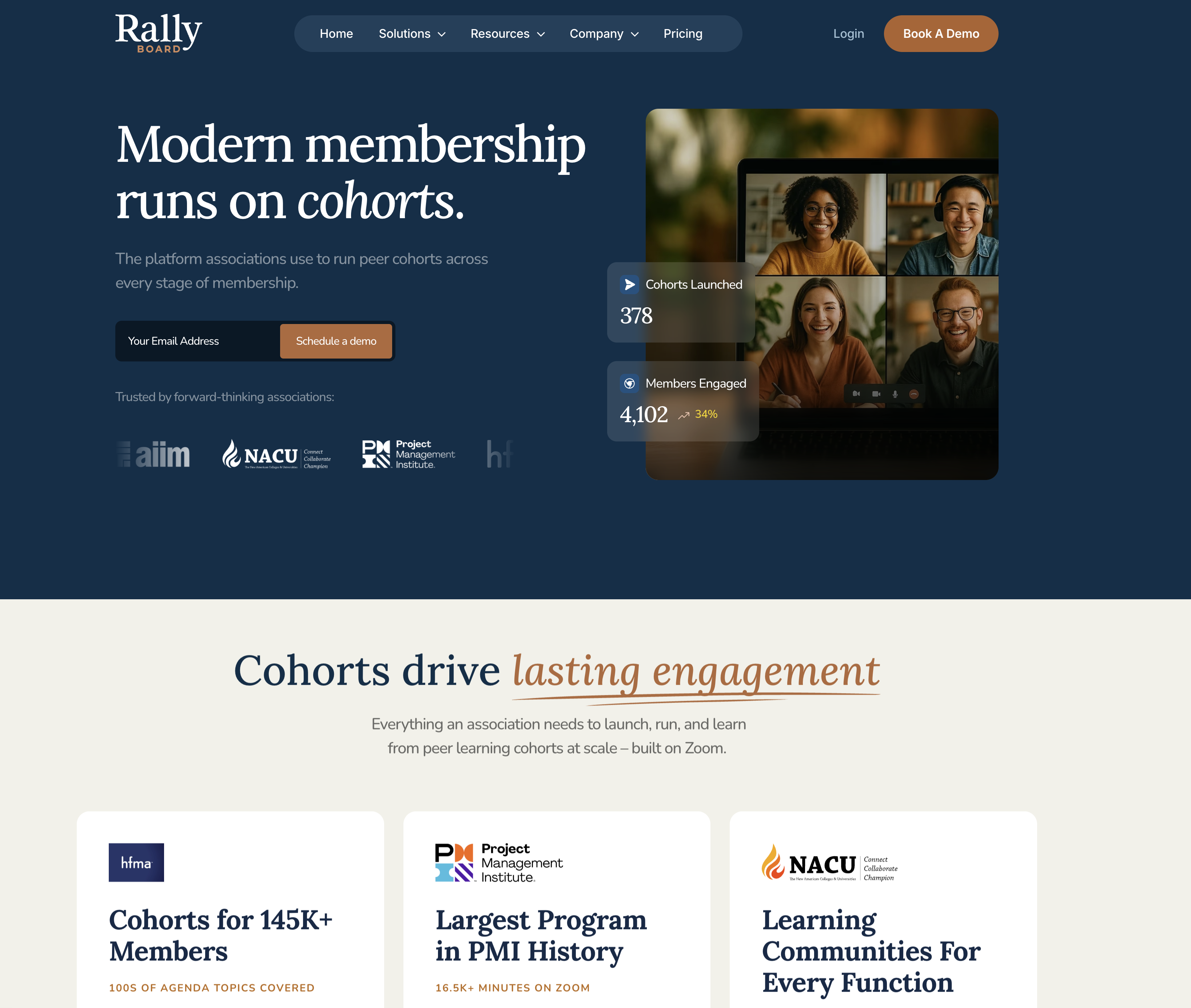 RallyBoard's homepage.