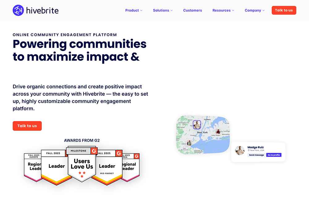 Hivebrite’s homepage.