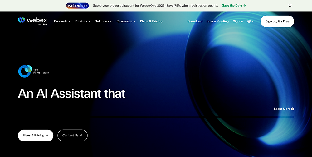 Webex by Cisco’s homepage.